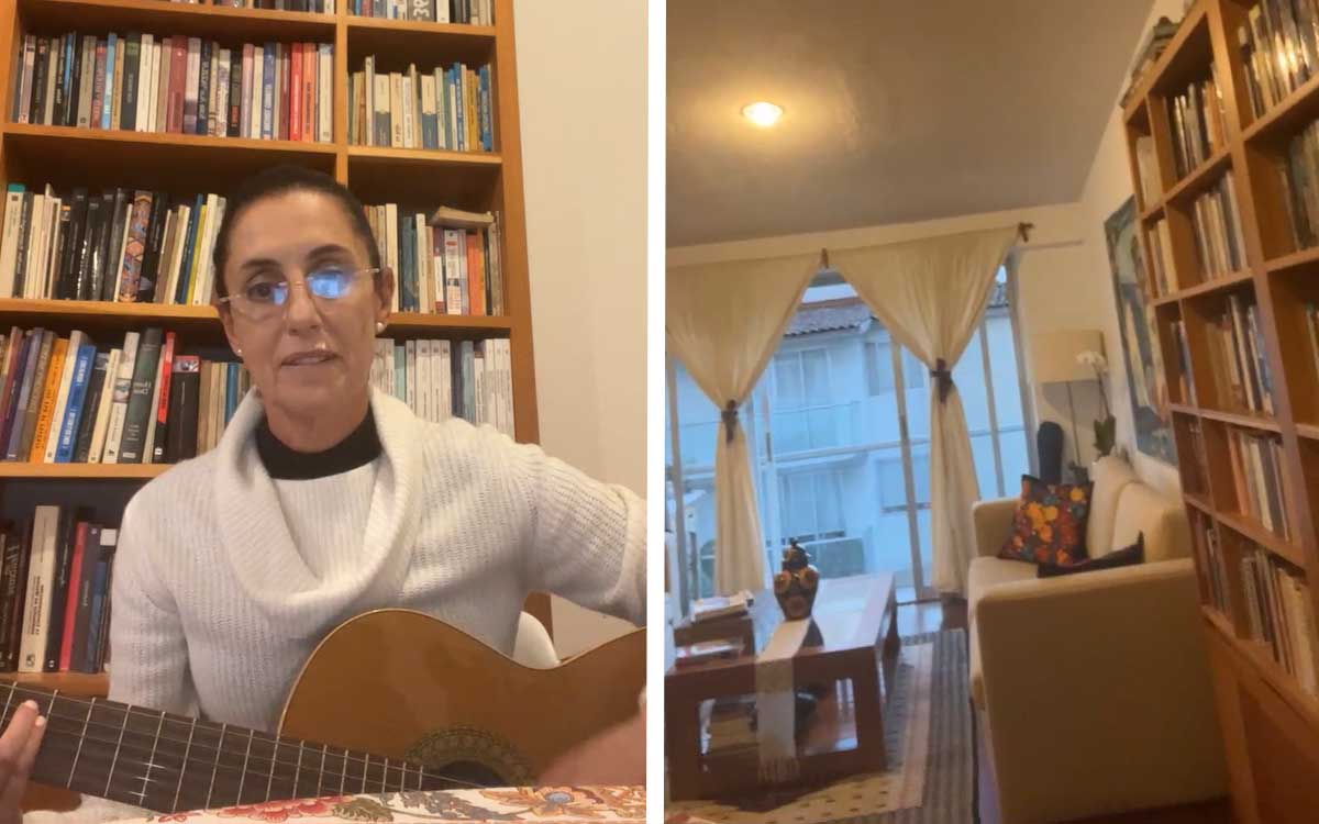 Claudia Sheinbaum muestra su depa y toca la guitarra en transmisión de