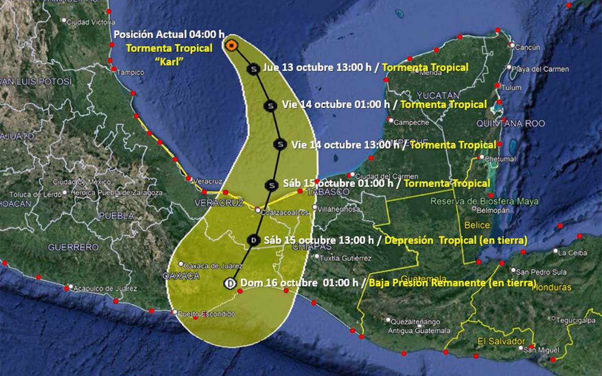 Tormenta Tropical Karl Avanza Levemente En Las Costas De Veracruz