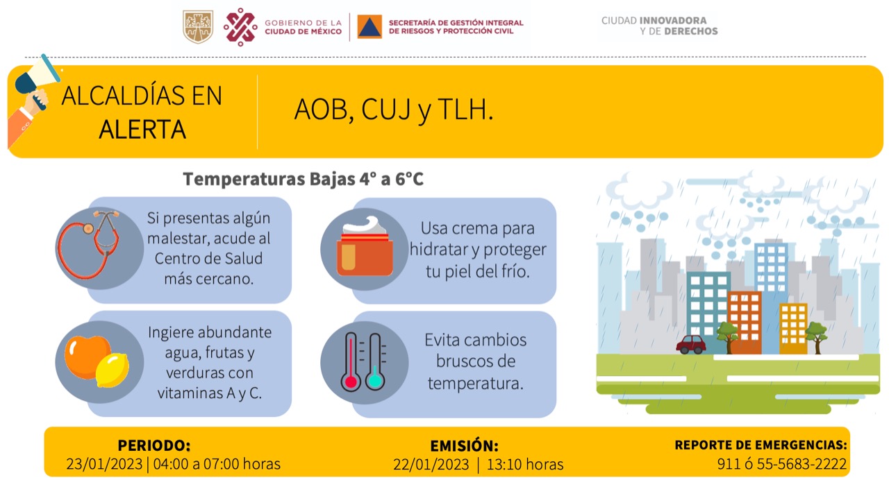 Frío intenso regresará a CDMX emiten alertas por baja temperatura