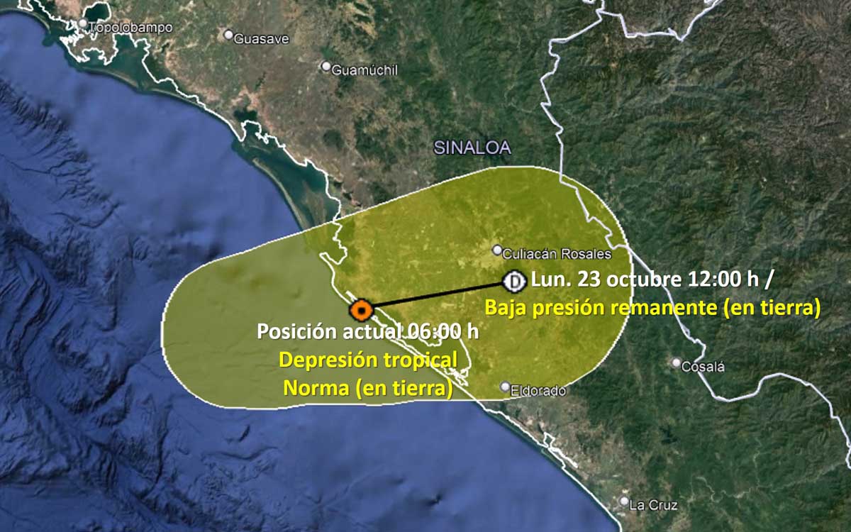 Norma toca tierra otra vez ahora como depresión tropical Aristegui