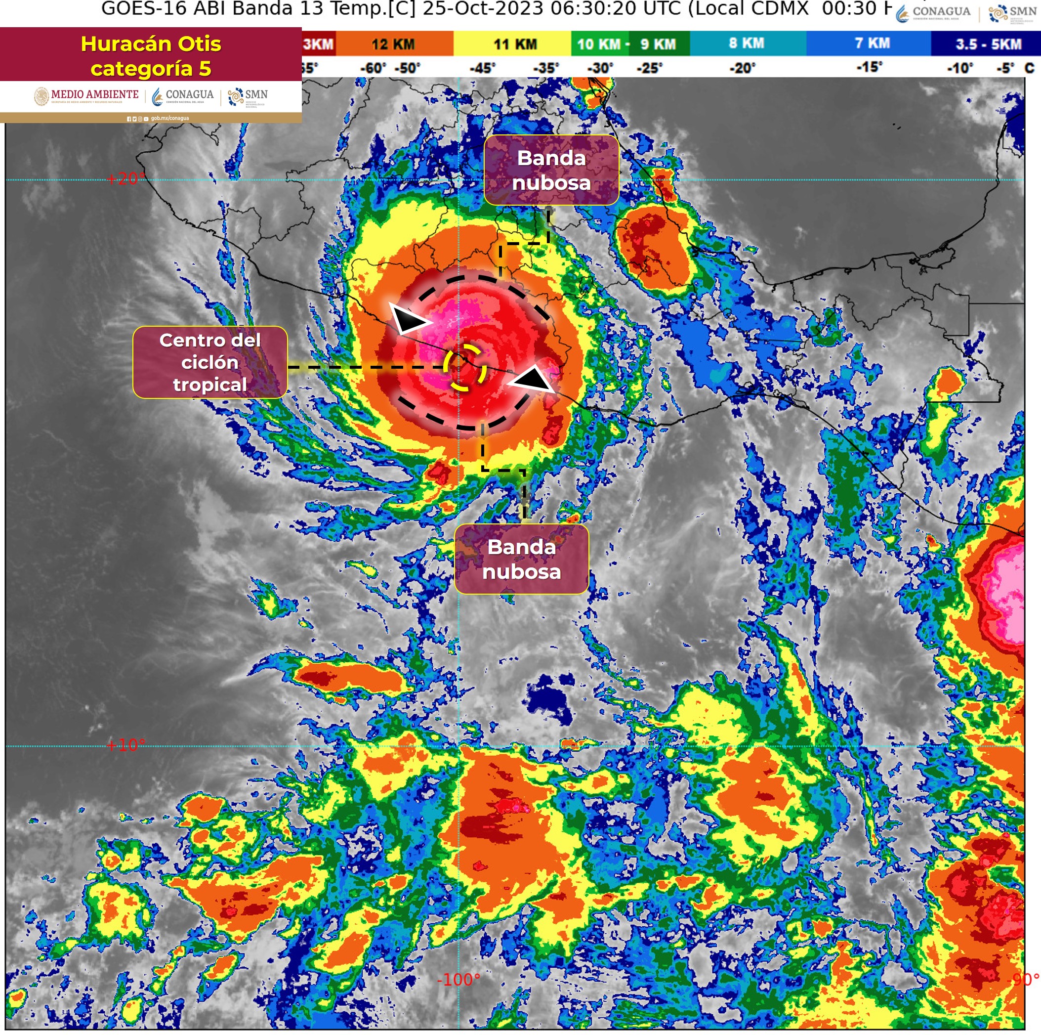 Otis toca tierra cerca de Acapulco como huracán categoría 5