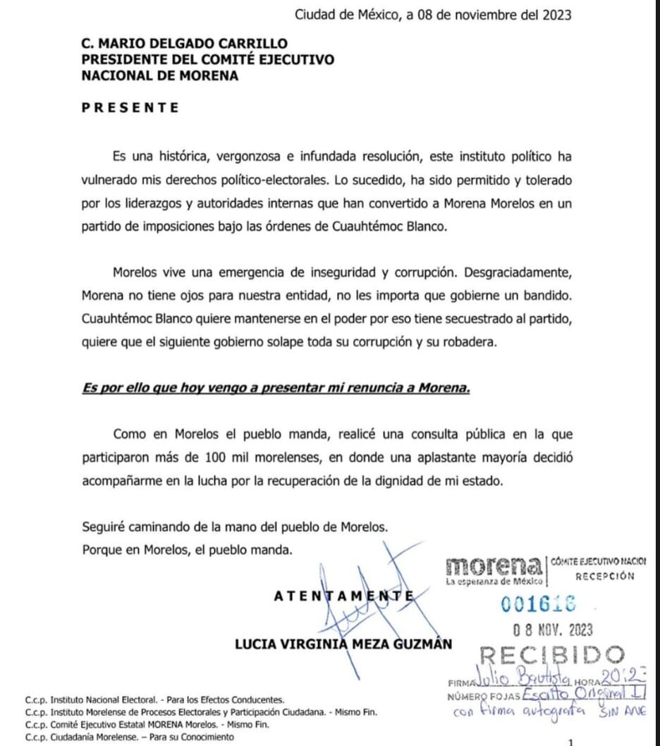 Senadora Luc A Meza Renuncia A Morena Y Se Convierte En Abanderada Del