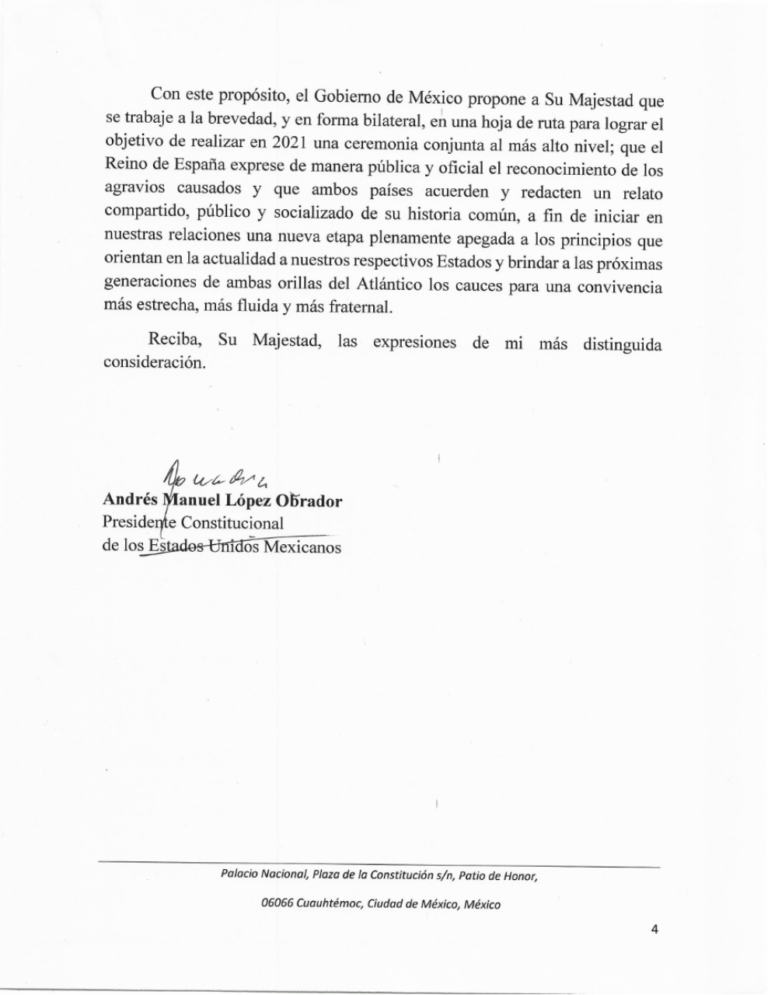 Esta es la carta que no respondió el Rey de España e hizo que Sheinbaum