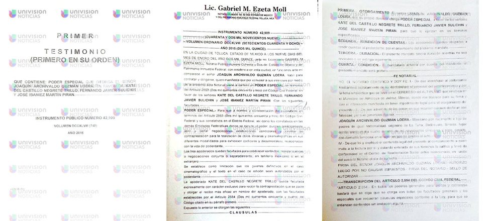 Difunden documento donde el Chapo otorga el poder a Kate para filmar película Difunden documento donde el Chapo otorga el poder a Kate para filmar película