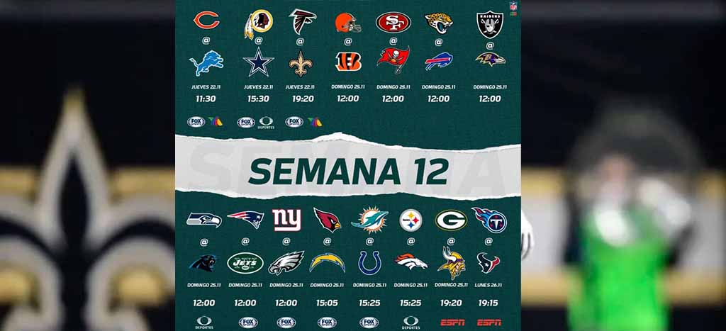 Inicia semana 12 de la NFL en el marco del Día de Acción de Gracias en EU:  #Deportes 22/11/18 (Video)