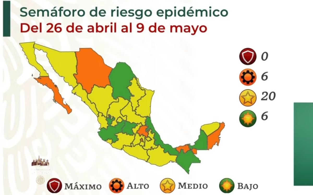 Semáforo Covid: menos estados con riesgo bajo; advierten que ‘pandemia no ha terminado’ Semáforo Covid: menos estados con riesgo bajo; advierten que ‘pandemia no ha terminado’