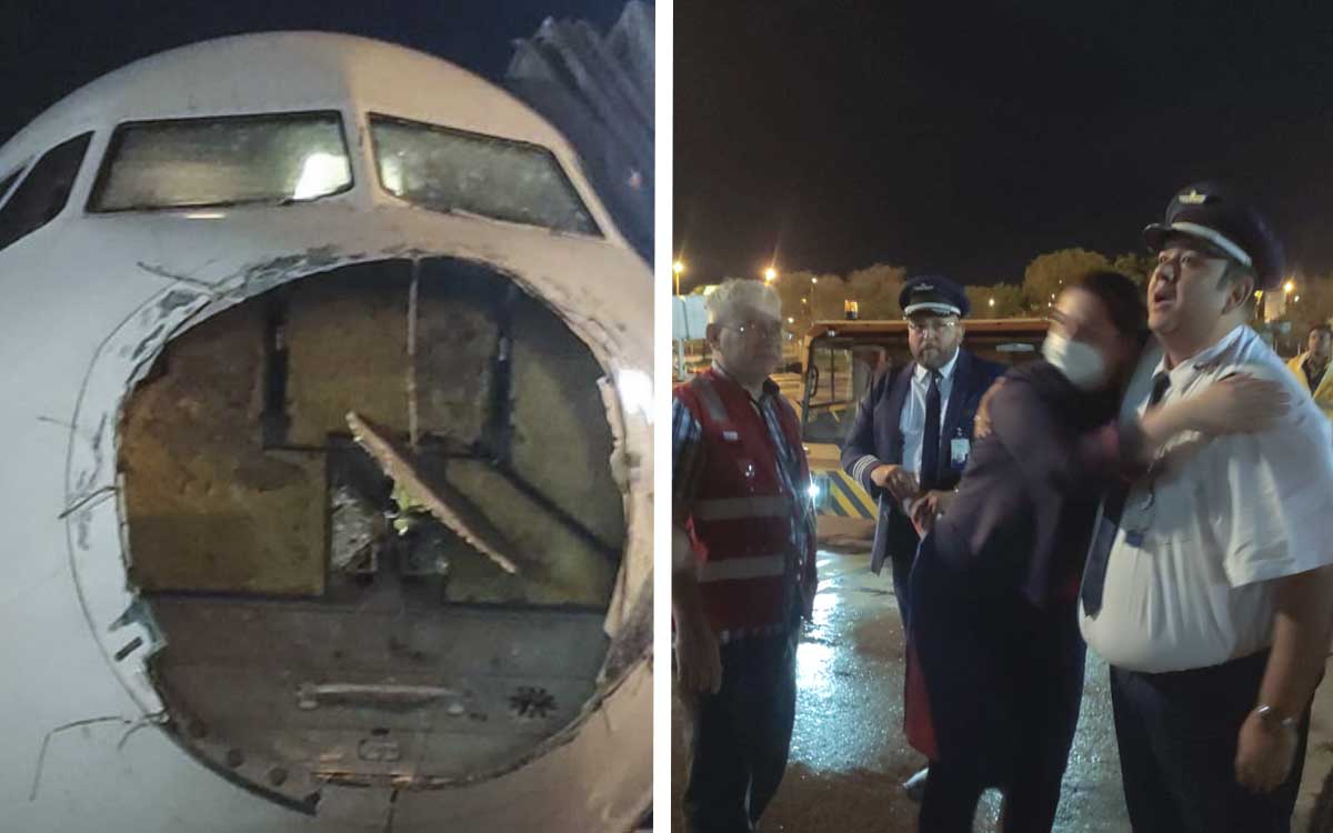 Penumpang panik: Pesawat tiba dengan kaca depan pecah, tanpa mesin dan tanpa hidung |  video