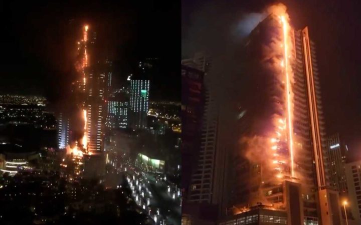 Se incendió un rascacielos en el centro de Dubái Se incendió un rascacielos en el centro de Dubái
