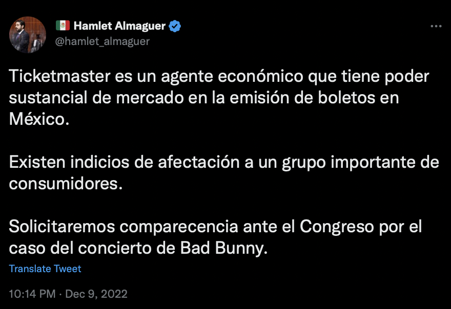 Morena en San Lázaro pedirá que Ticketmaster comparezca por boletos falsos  para Bad Bunny | Aristegui Noticias