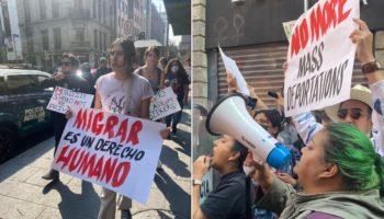 Protestan frente a Biden migrantes deportados y simpatizantes de Assange