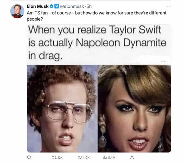 Critican a Musk por comparar a Taylor Swift con 
