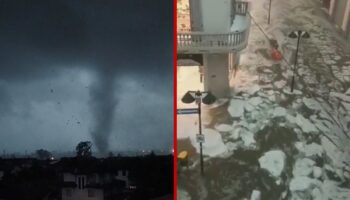 Tornado y río de hielo invaden Milán, Italia | Videos