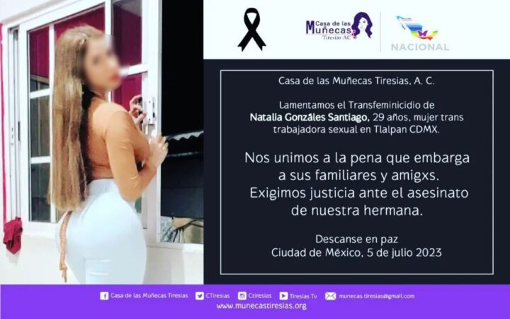 Exigen justicia por asesinato de Natalia, trabajadora sexual trans Exigen justicia por asesinato de Natalia, trabajadora sexual trans