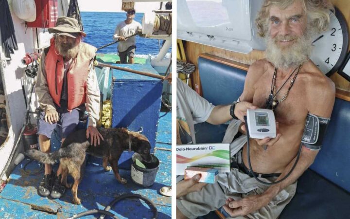 Náufrago y su perrita rescatados por atunero mexicano llegarán a Colima | Fotos y video