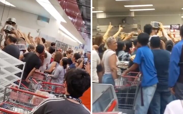 A empujones y gritos, pelean por pasteles de Costco | Videos