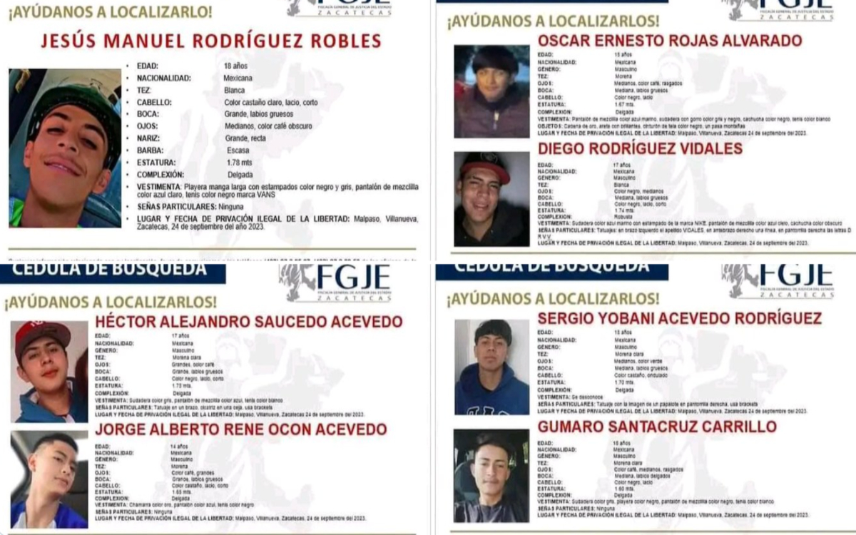 Localizan muertos a 6 de los 7 jóvenes desaparecidos en Zacatecas ...