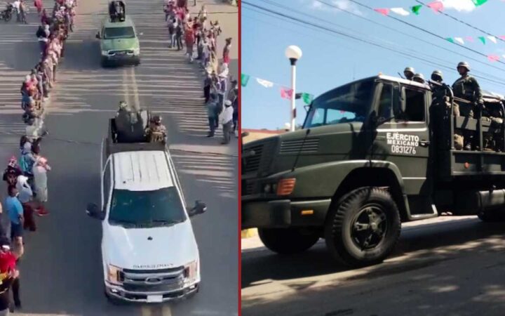 Militares y policías recorren carretera de Chiapas donde fue el desfile criminal