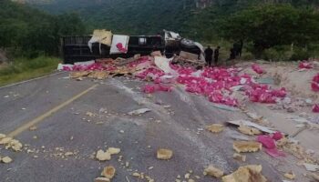 Se pierden despensas del DIF tras accidente en carretera de Nayarit