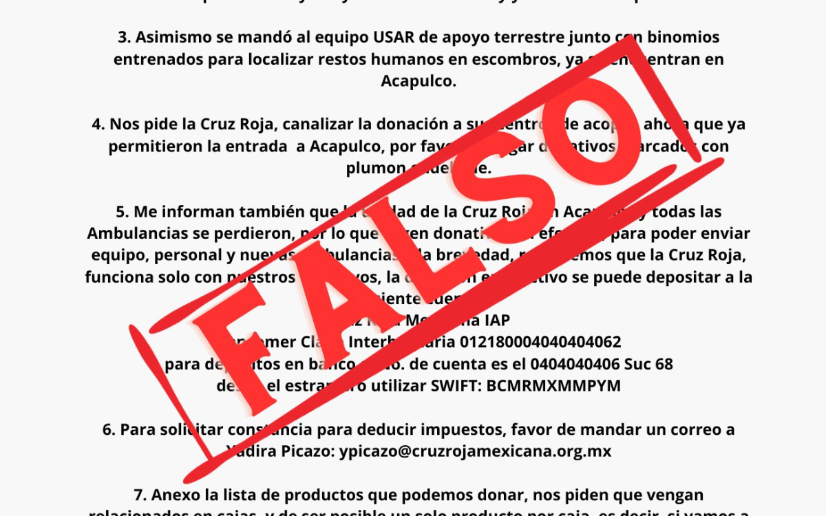 Huracán Otis | ¡Cuidado! Cruz Roja advierte de comunicado falso sobre ayuda a Guerrero