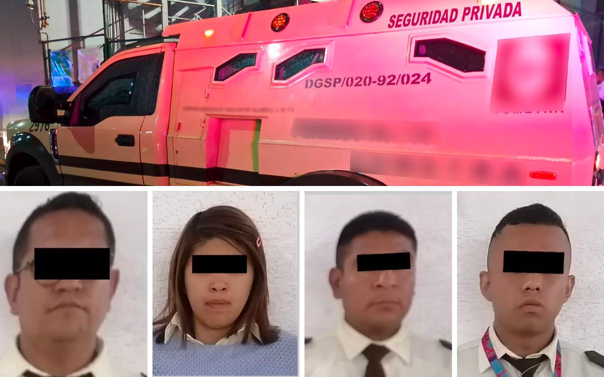 Detienen a tres guardias y una mujer por cohecho; tenían camioneta de valores robada