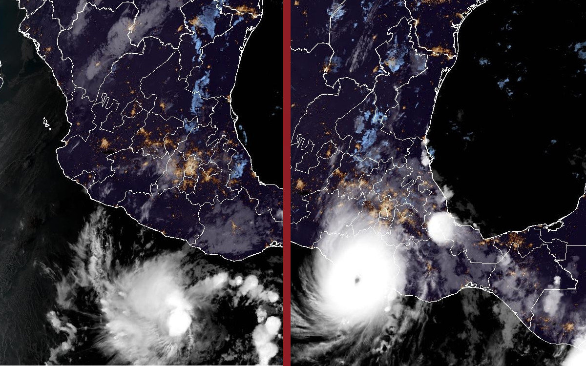 Así se vio desde el espacio el fortalecimiento del huracán Otis | Video