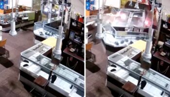 Presuntos ladrones destrozan joyería con camión, pero salen con las manos vacías | Video