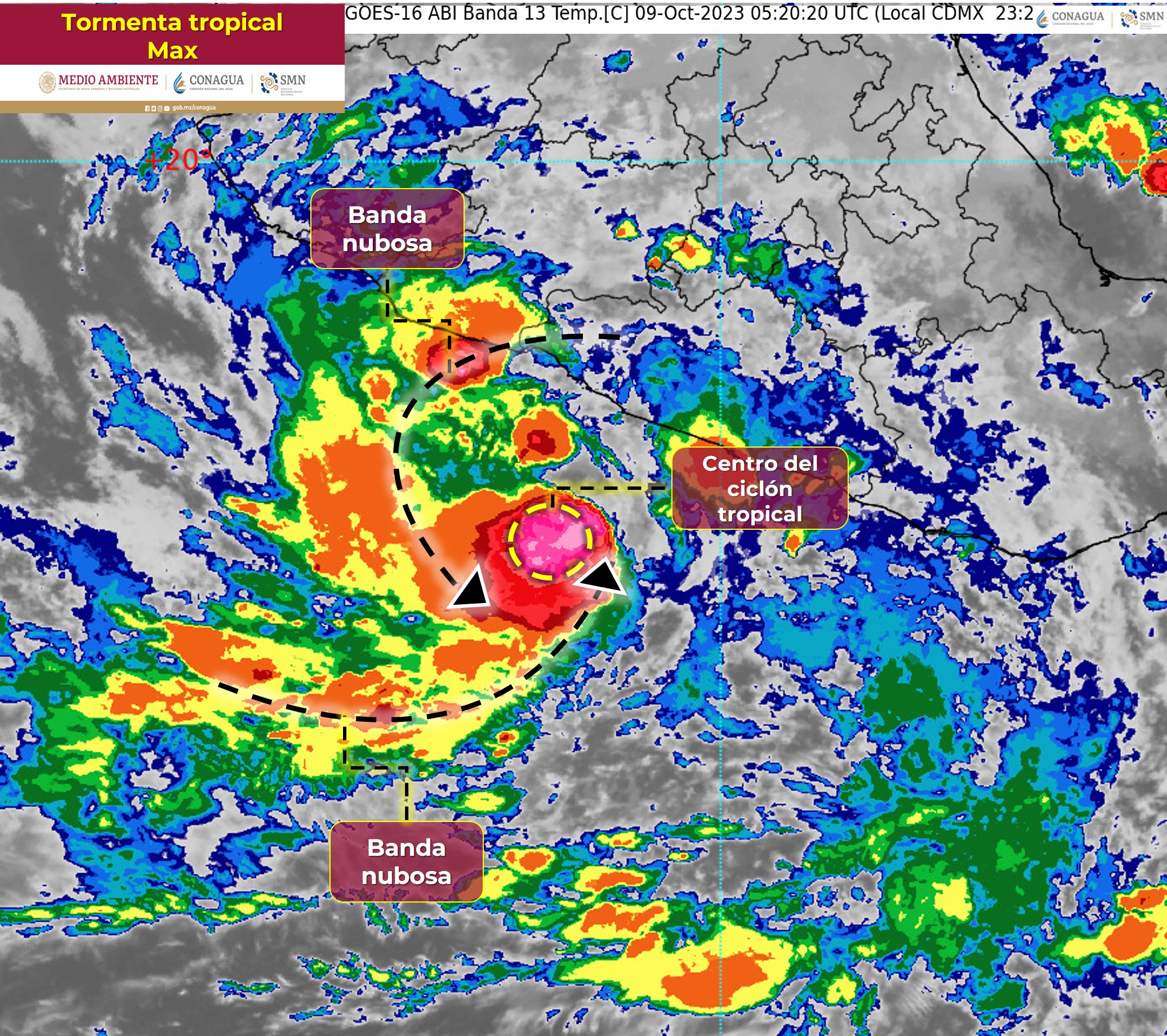La depresión 'DieciséisE' se intensifica a tormenta tropical 'Max' en