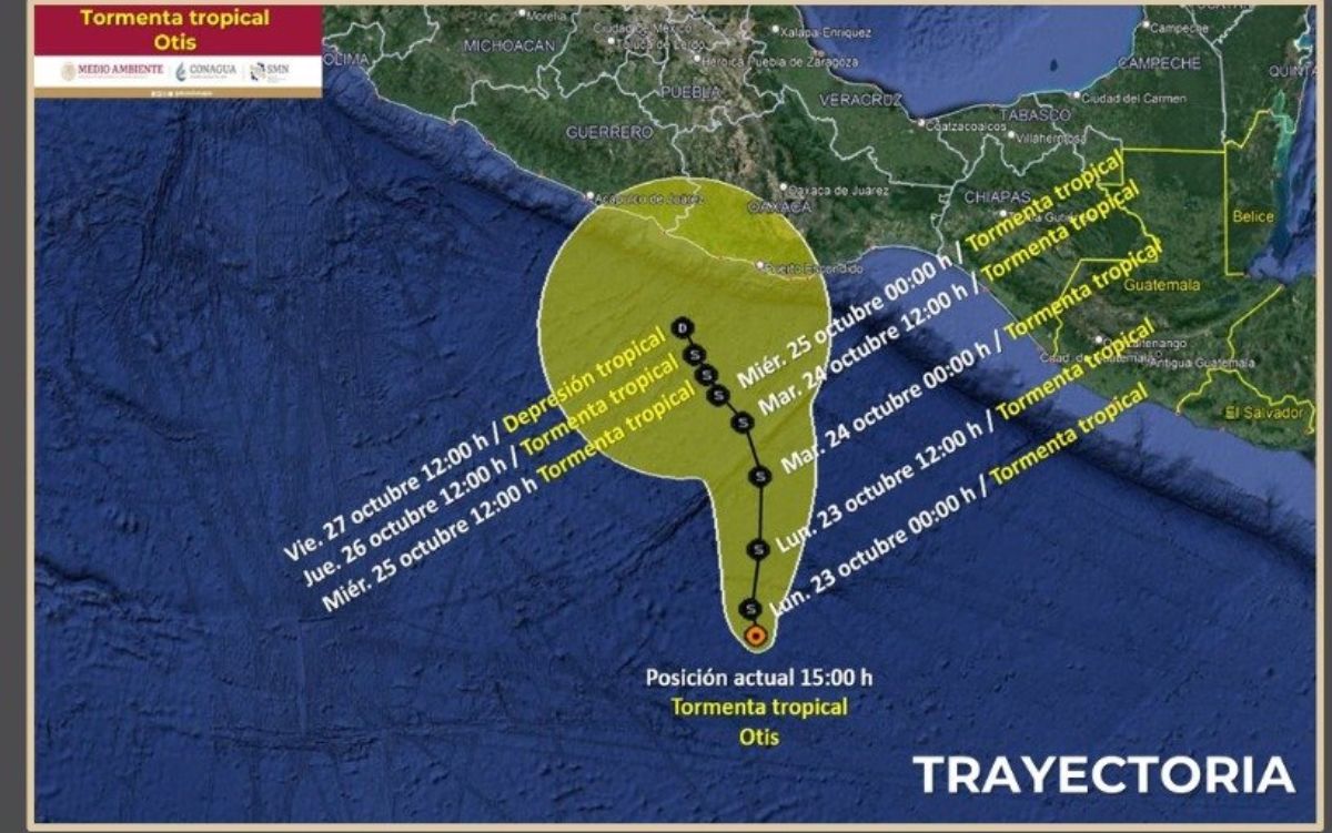 Tormenta tropical Otis surge en el Pacífico y trae lluvias en el sur del país