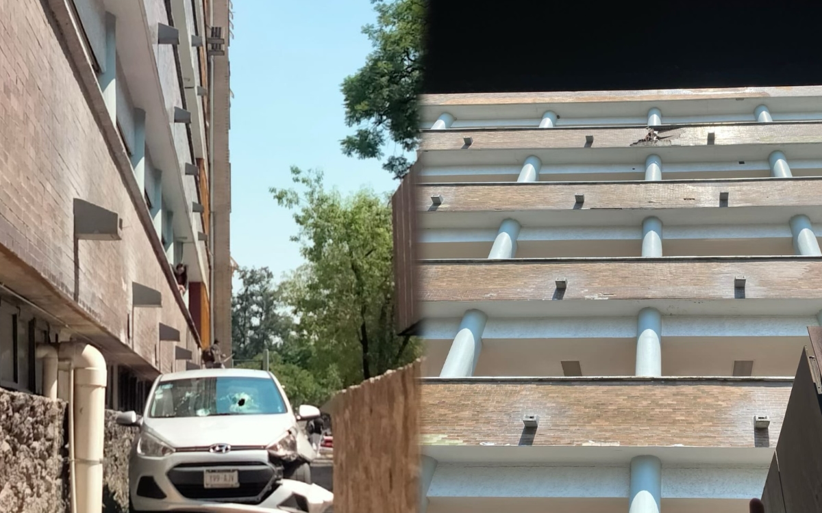 Video | Cae fachada de edificio de la Facultad de Medicina de la UNAM
