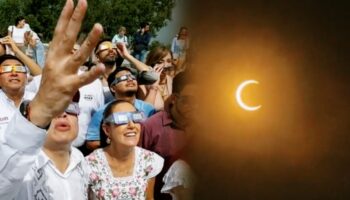 Video | '¡Es una C, es Claudia!', dicen morenistas al ver el eclipse solar