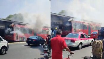 Video | Se incendia unidad del Metrobús en la estación UPIICSA