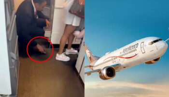 Sobrecargo de Aeroméxico es exhibido grabando debajo de falda de pasajera