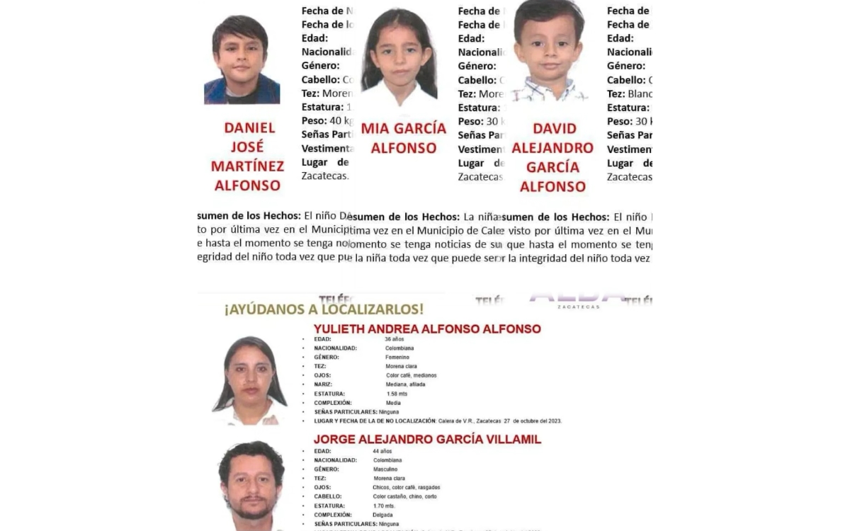 Desaparece familia colombiana en Zacatecas; presuntamente fueron secuestrados