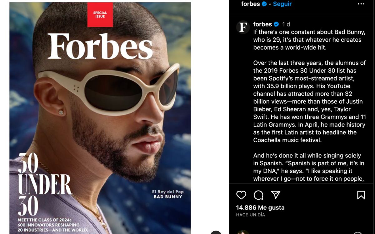 Forbes llama 'Rey del Pop' a Bad Bunny y se desata la polémica