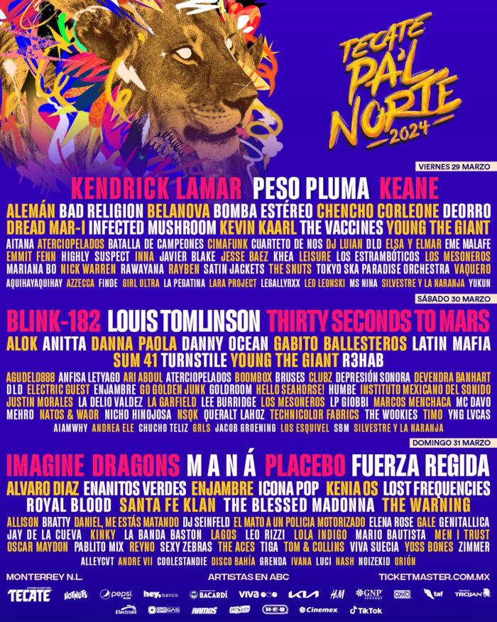 Ya está aquí el cartel oficial del Tecate Pa'l Norte 2024 Kendrick