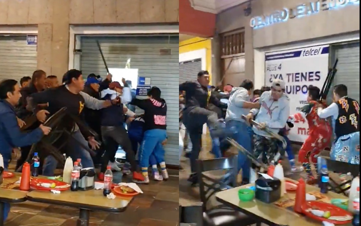 Payasos vs. trabajadores del Ayuntamiento de Puebla: Sillas, golpes y gritos | Video