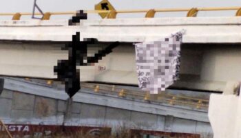 Cuelgan cuerpo en puente en la entrada de la capital de Chiapas
