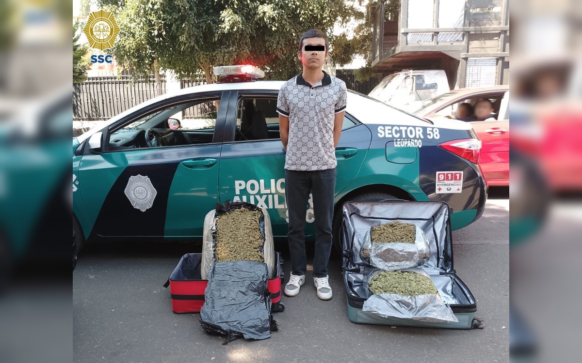 Cae joven con maletas abarrotadas de marihuana en la TAPO