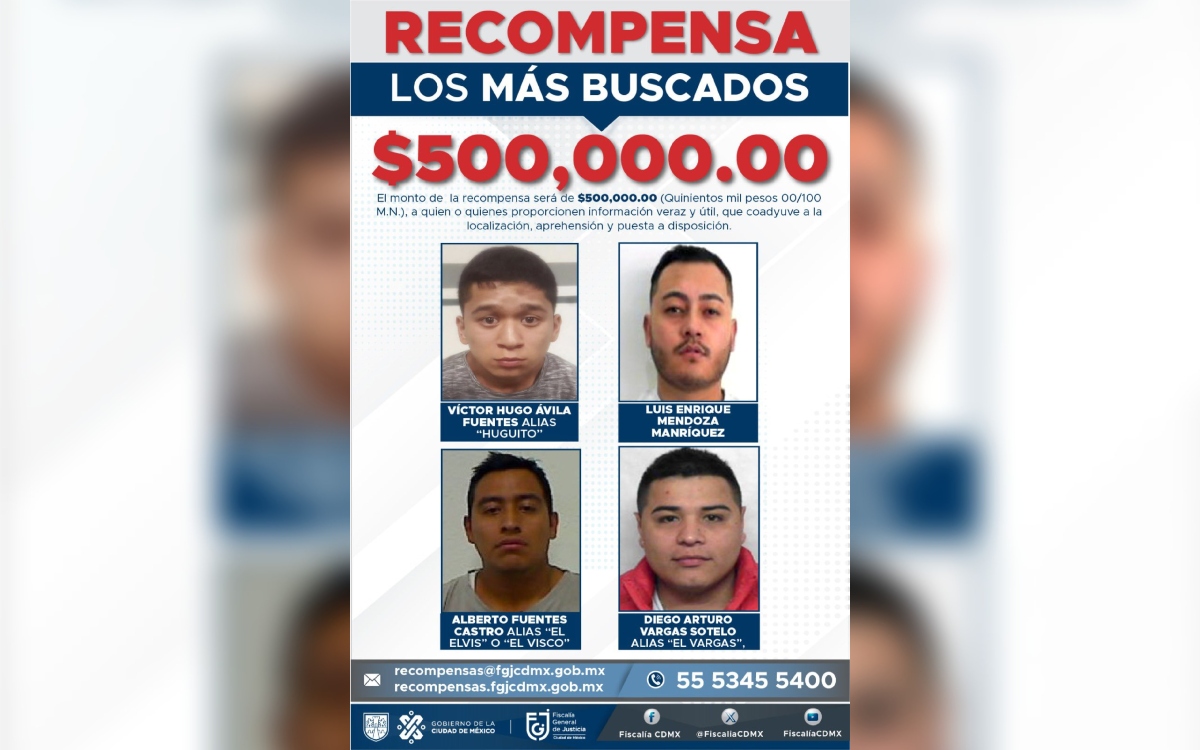 Estos son los 4 presuntos delincuentes más buscados de la CDMX