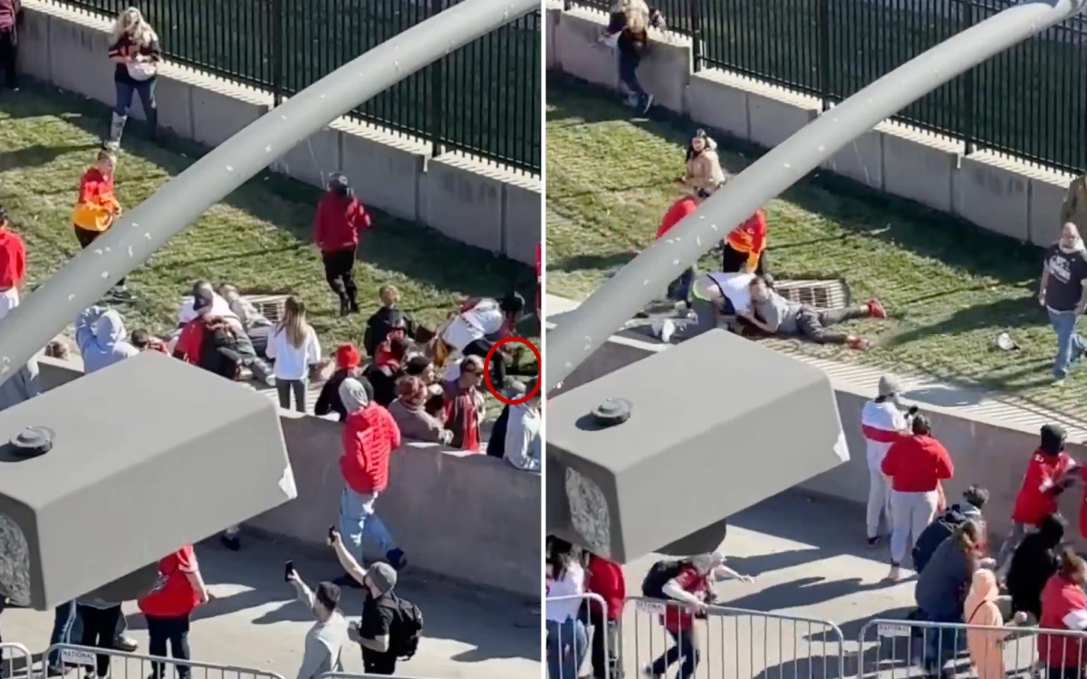 Video | Captan momento en que fan tacleó a presunto tirador de Kansas City