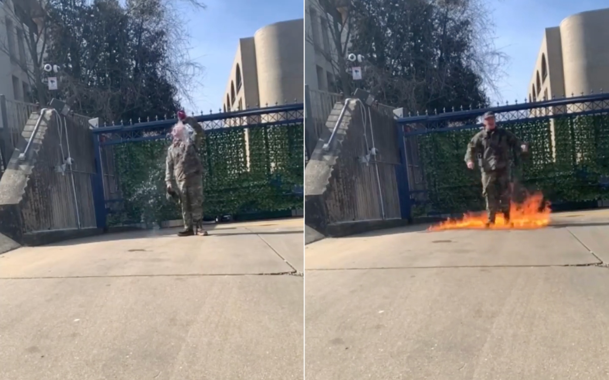 Muere soldado de EU que se prendió en fuego frente a embajada israelí en protesta | Video