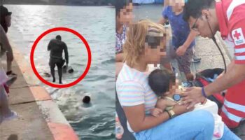 Video | Bebé cae con su carriola al mar en Veracruz, policías navales la rescatan