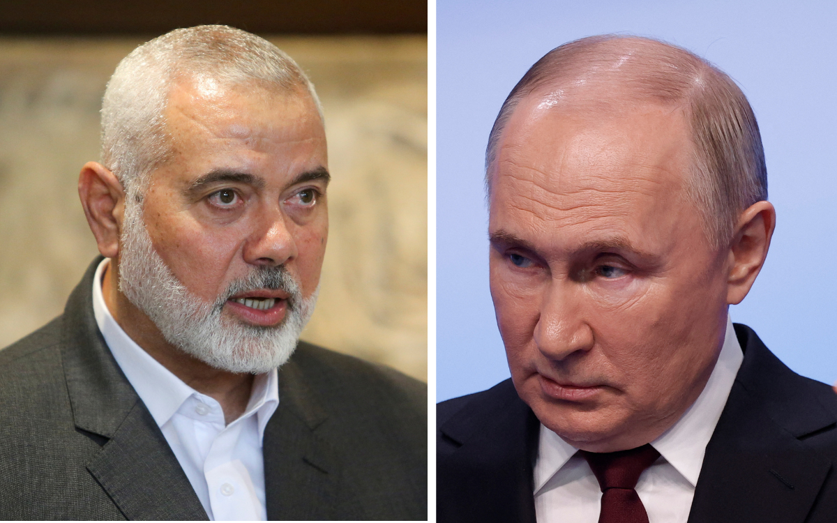 Fotos: Reuters | Vladimir Putin, presidente de Rusia, y el máximo líder del grupo palestino Hamas, Ismail Haniyeh