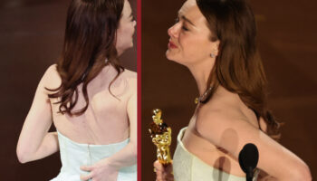 Emma Stone recoge su segundo Óscar con el vestido roto