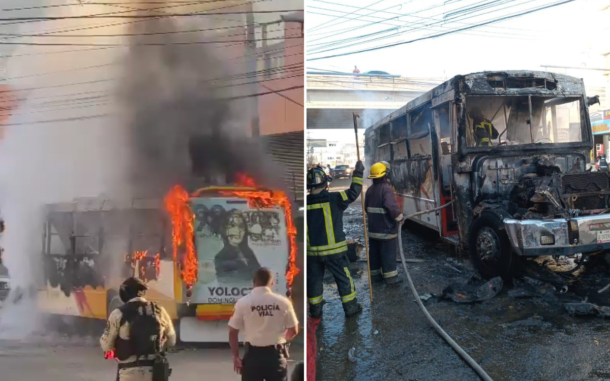 Sujetos armados incendian camión urbano frente al Mercado Central de Acapulco | Video