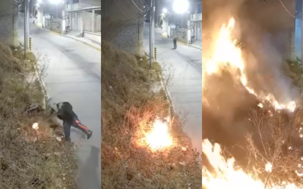Captan en video a hombre que provocó incendio en Naucalpan