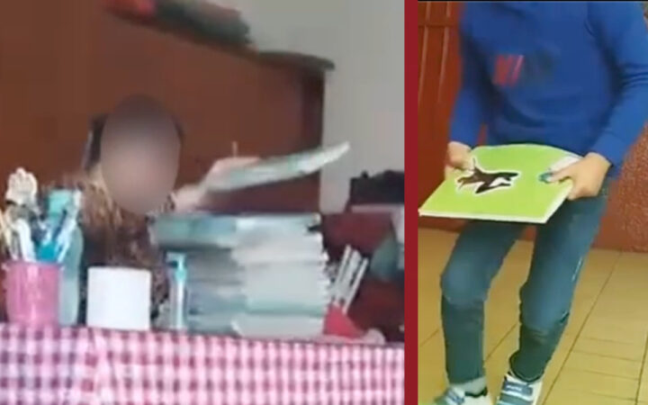 Separan a maestra que aventó cuadernos al piso tras calificarlos Separan a maestra que aventó cuadernos al piso tras calificarlos