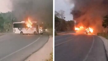 Queman vehículos tras detención de presuntos delincuentes en Tabasco