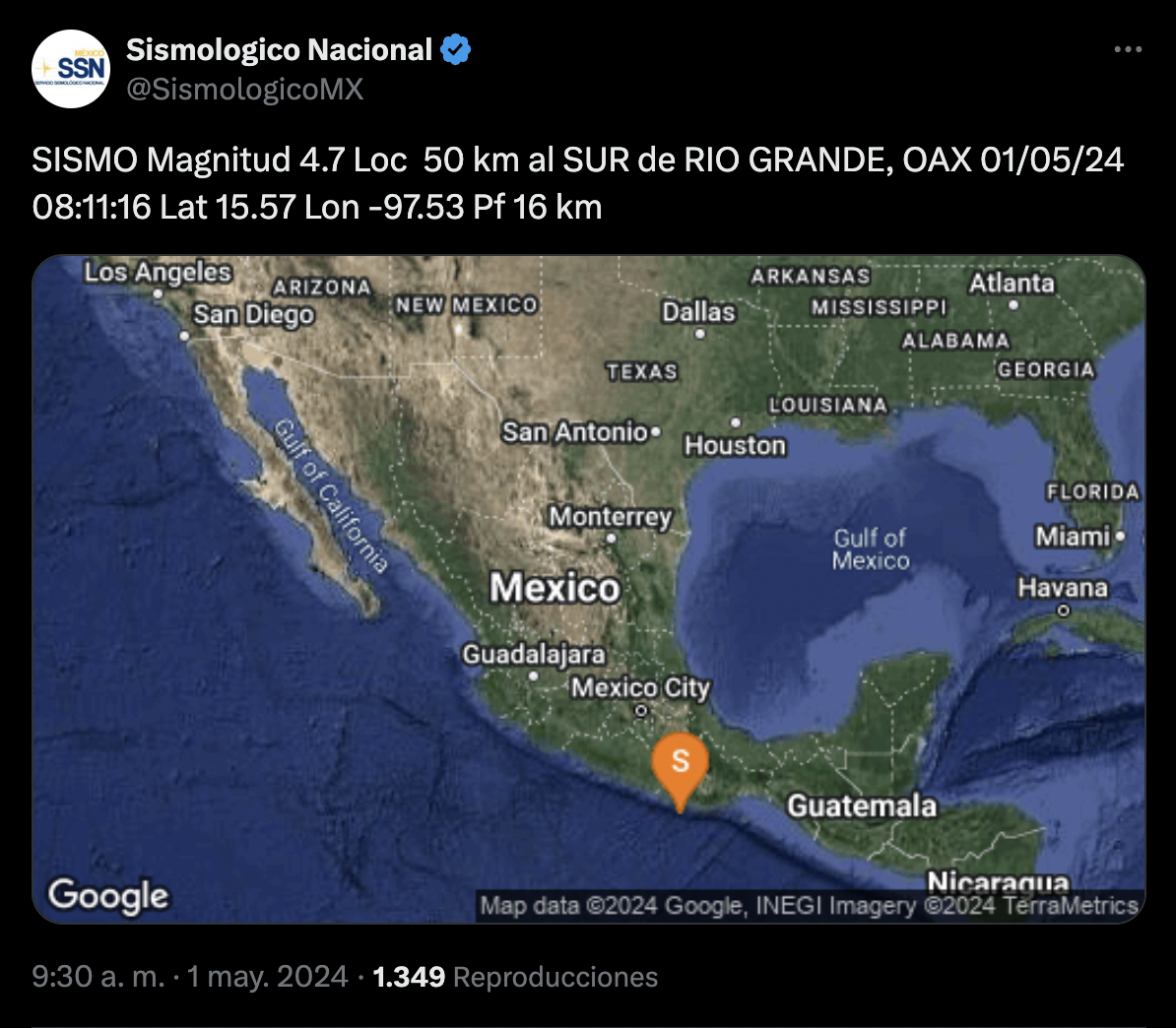 oaxaca inicia mayo con sismo de magnitud 4.7