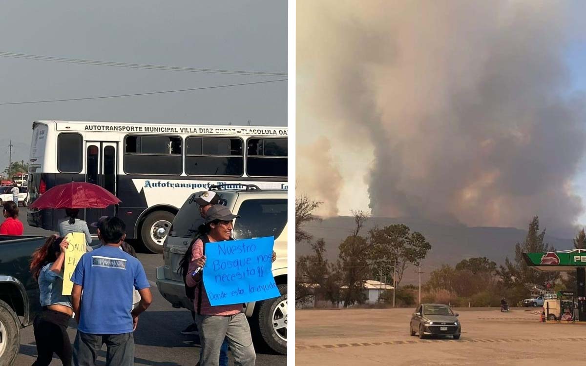 Con bloqueos y retención de funcionario, piden ayuda para sofocar incendio en Mitla, Oaxaca